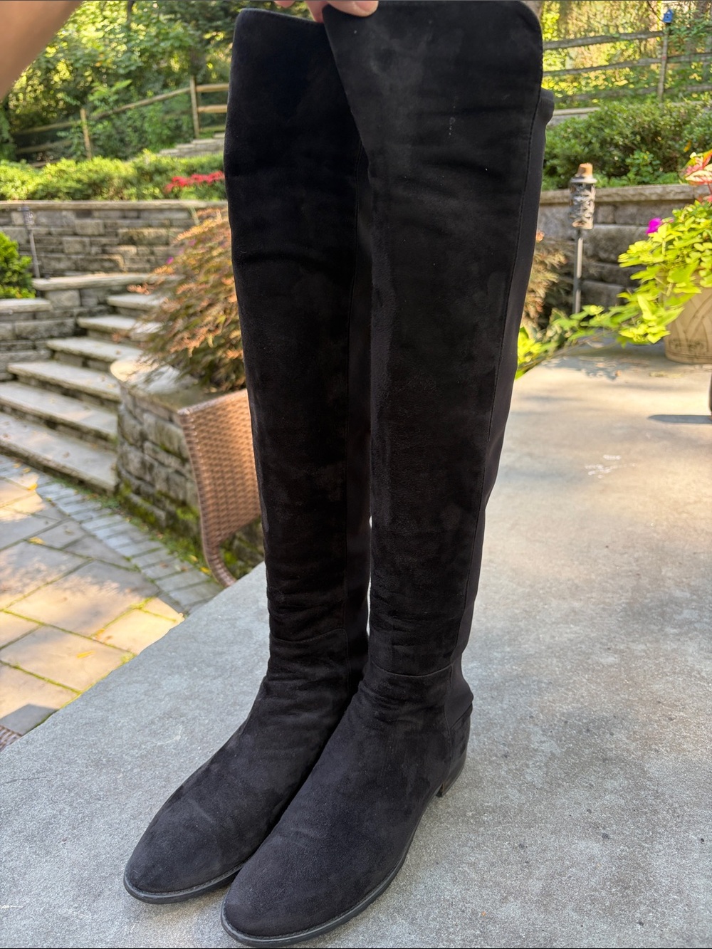 Stuart Weitzman Knee-High Boots Black Suede & Neoprene Pull-on, size 11 GUC - Picture 10 of 11